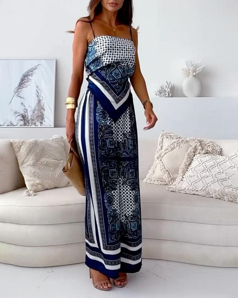 Tatyana | Vacation Ready Stylish Lace-Up Vest & Pants Two-Piece Set Dress