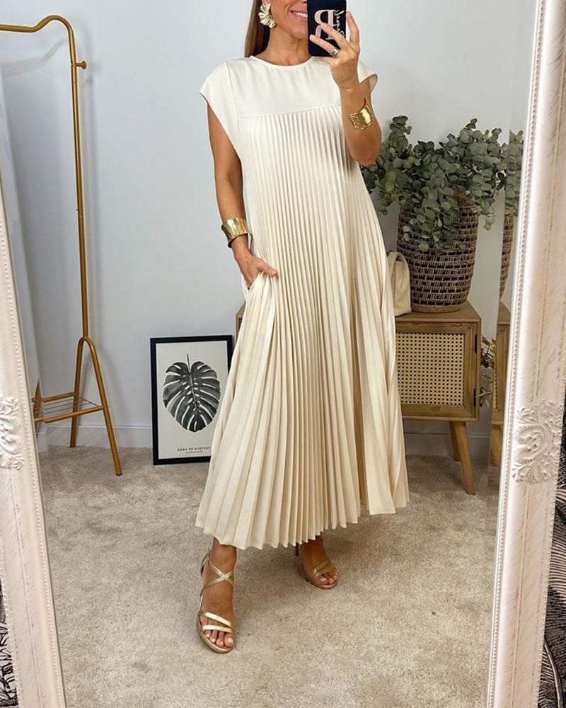 Erika | Elegant Spliced Pleated Maxi Dress