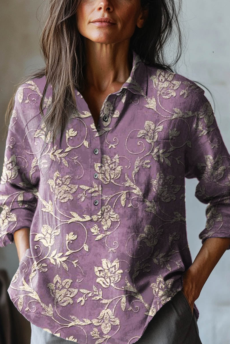 Lora | Floral Embroidered Linen Shirt