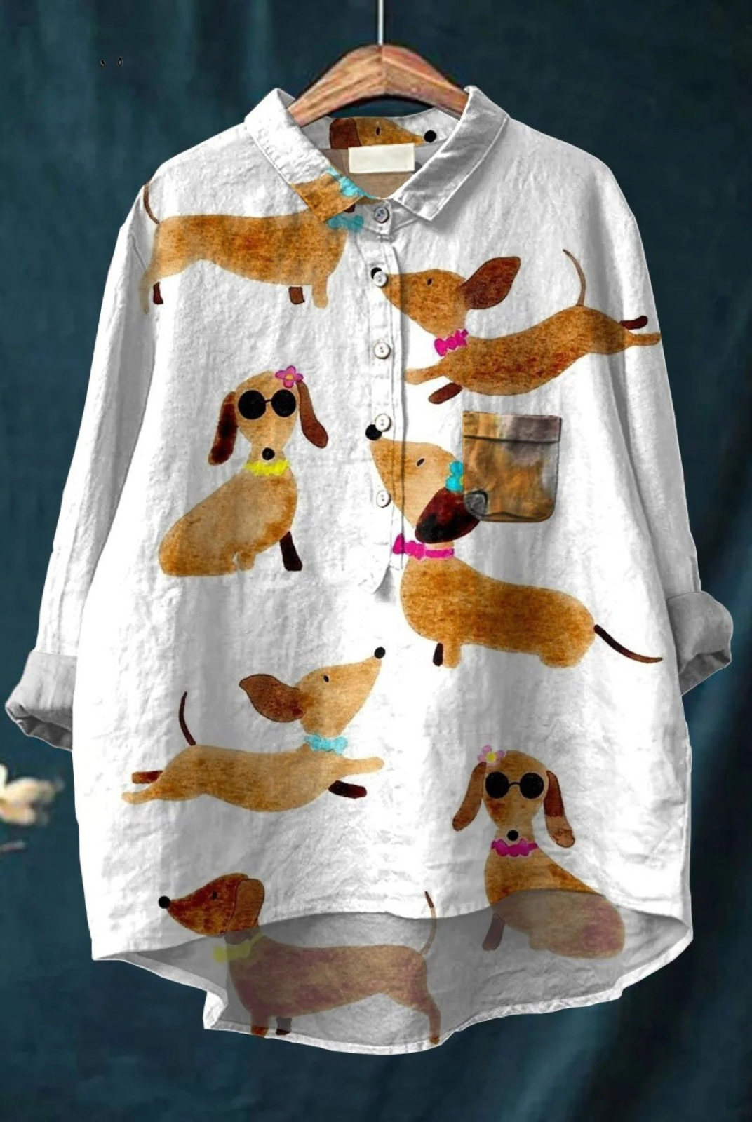 Gabriela | Cute Dog Dachshund Art Print Casual Shirt