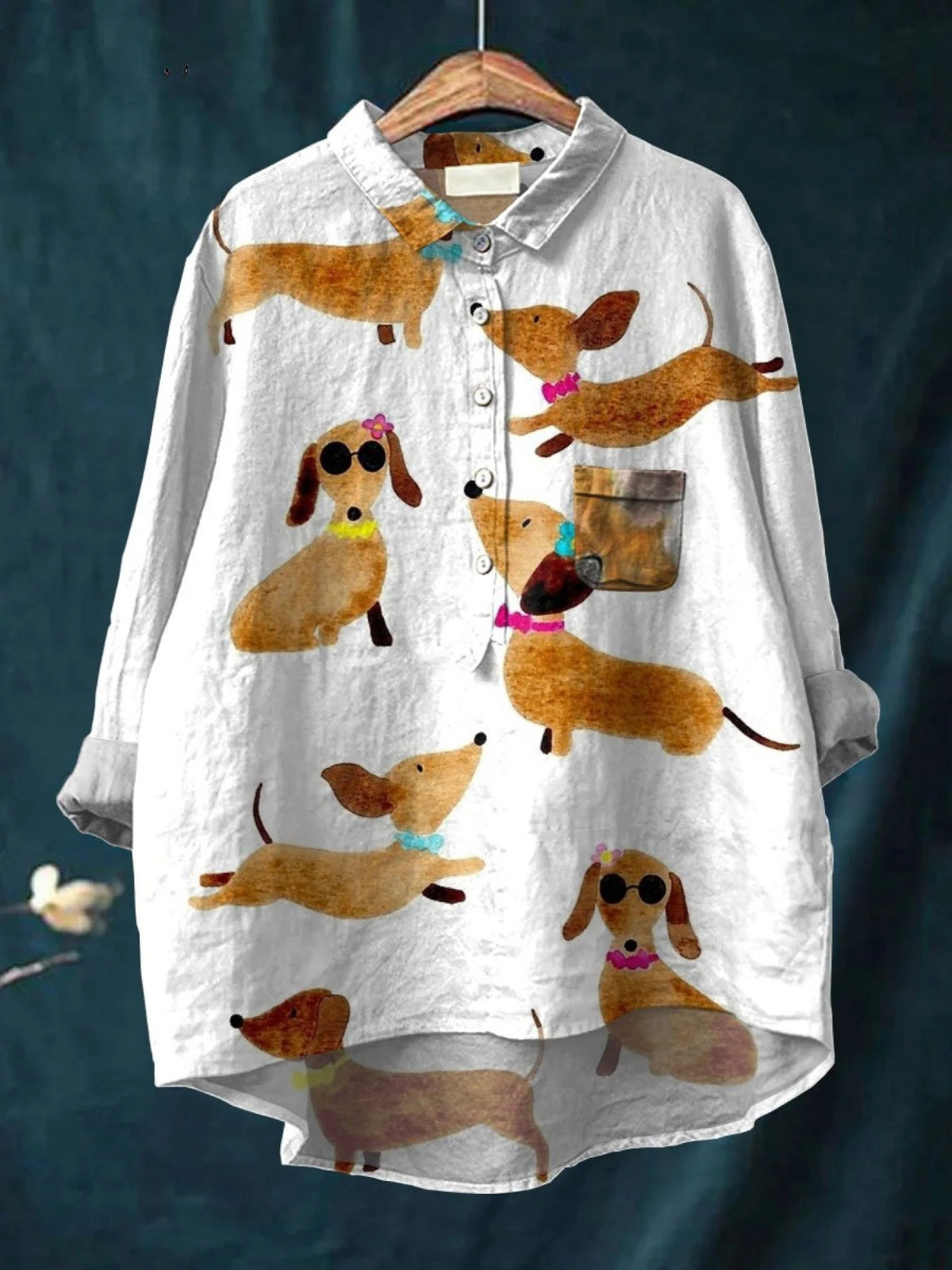 Gabriela | Cute Dog Dachshund Art Print Casual Shirt