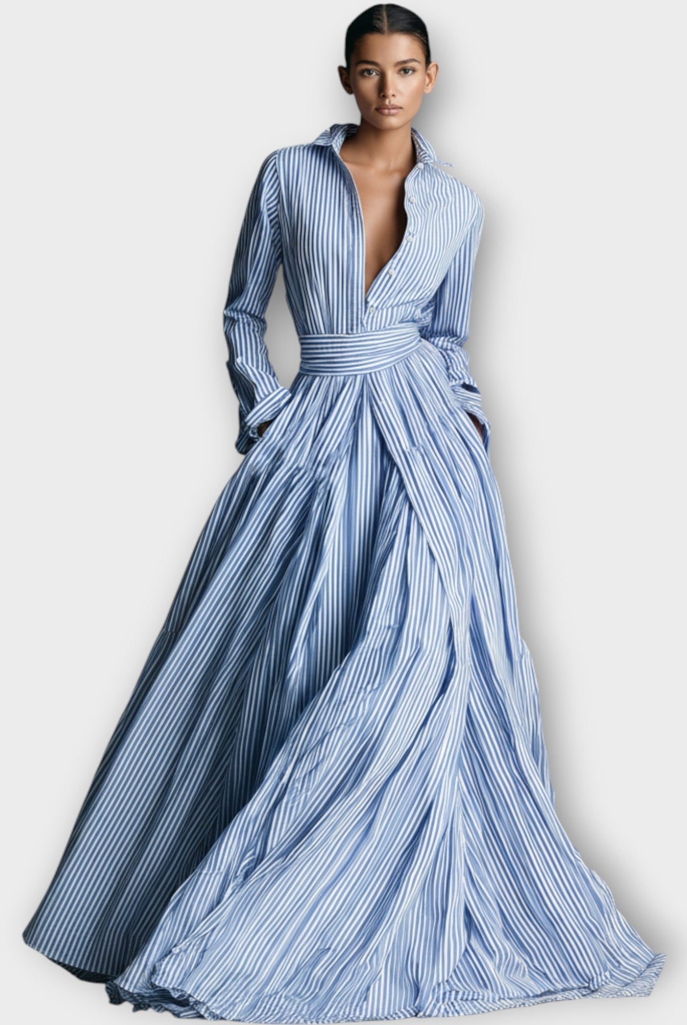 Nataly | Striped Button Maxi Dress