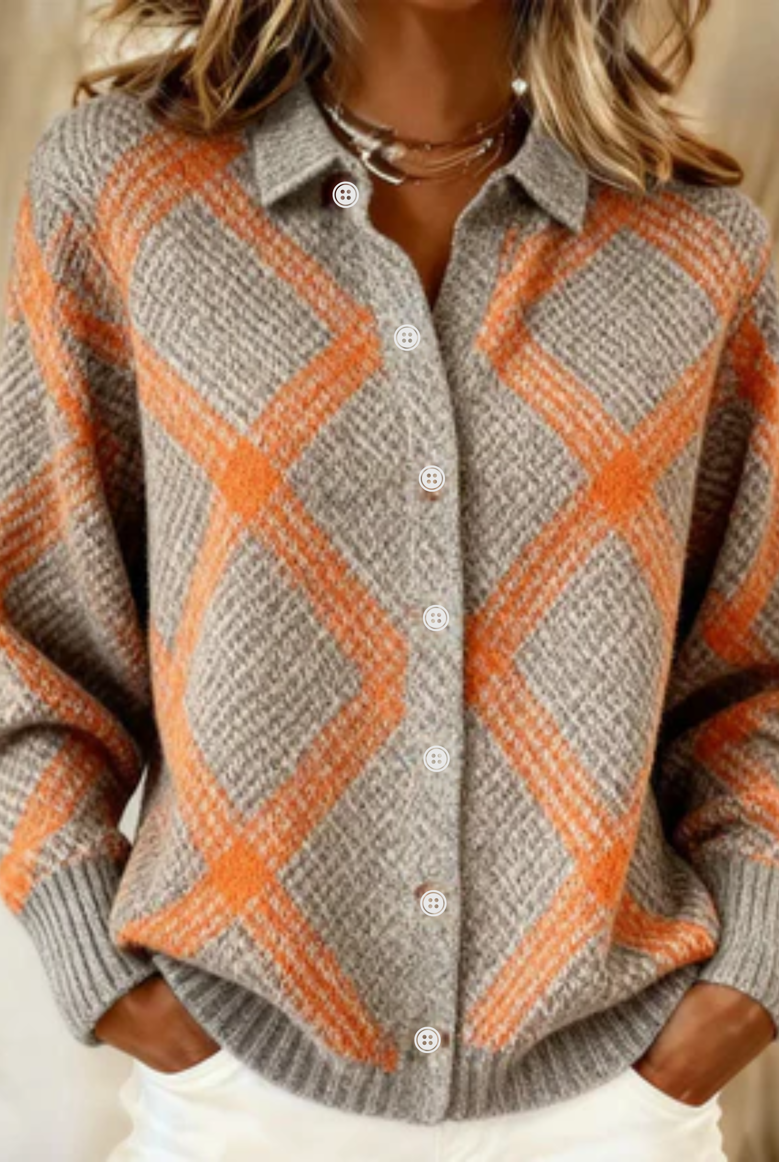 Elvira | Checked Blouse Made from Warm, Soft Hoodie Material