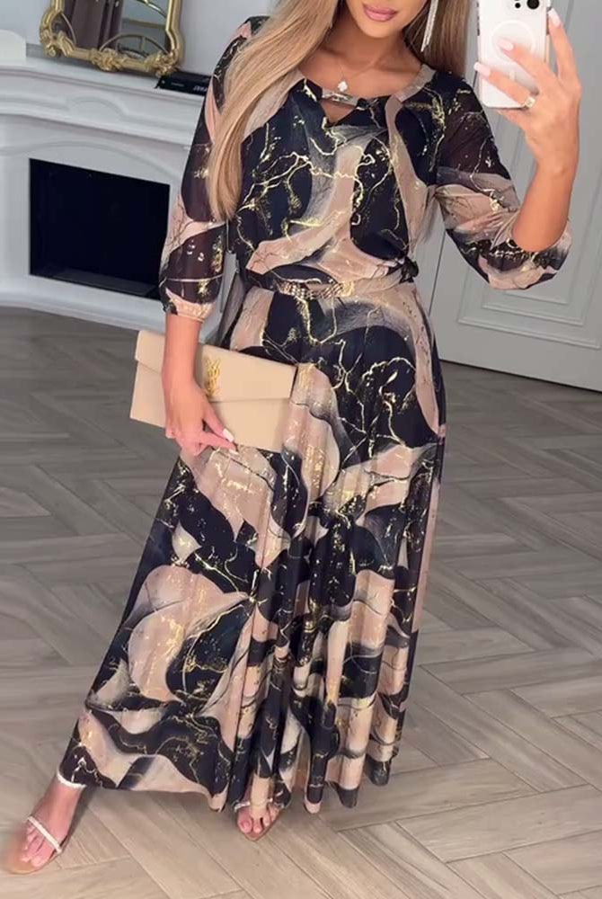 Latasha | Printed Waist-Defined Dress