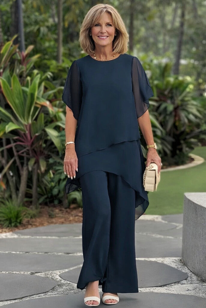 Cyndi | Chic Asymmetric Top & Trouser Set