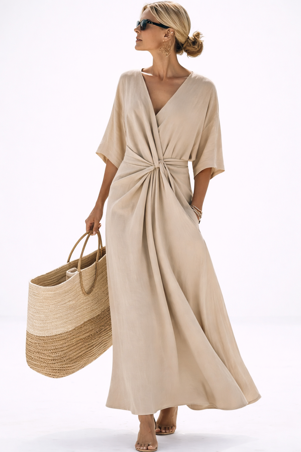 Carina | Elegant Twist Maxi Dress