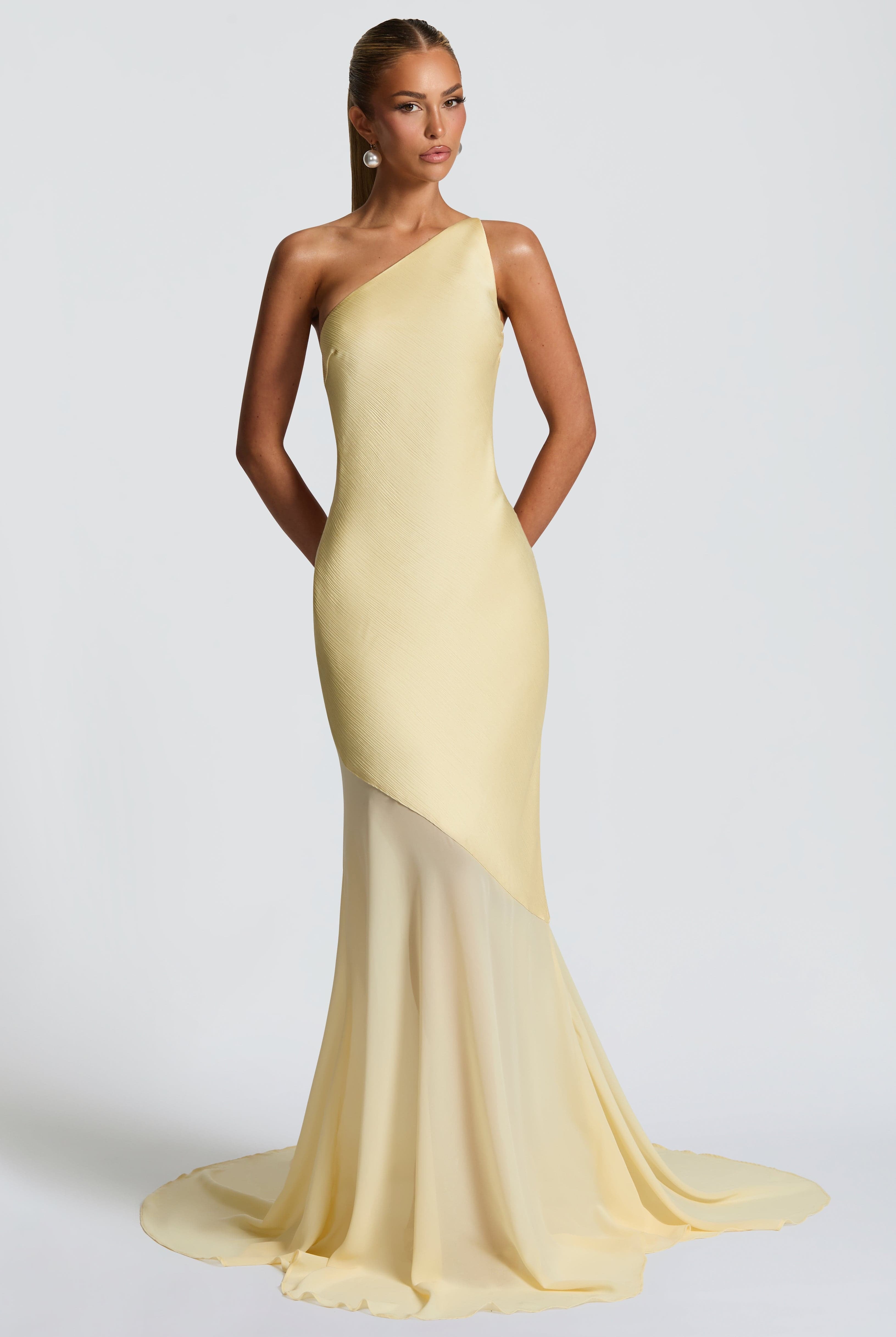 Rosy | One-Shoulder Mesh Evening Gown