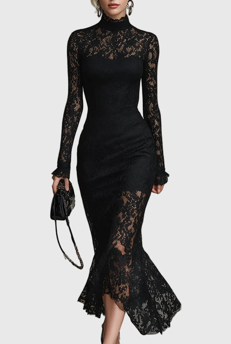 Leticia | Elegant Lace Fishtail Maxi Dress
