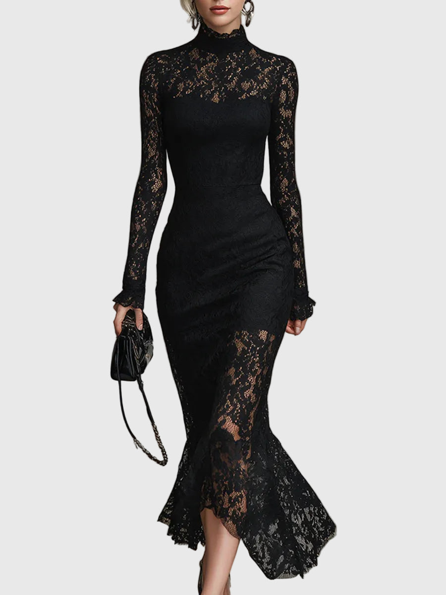 Leticia | Elegant Lace Fishtail Maxi Dress