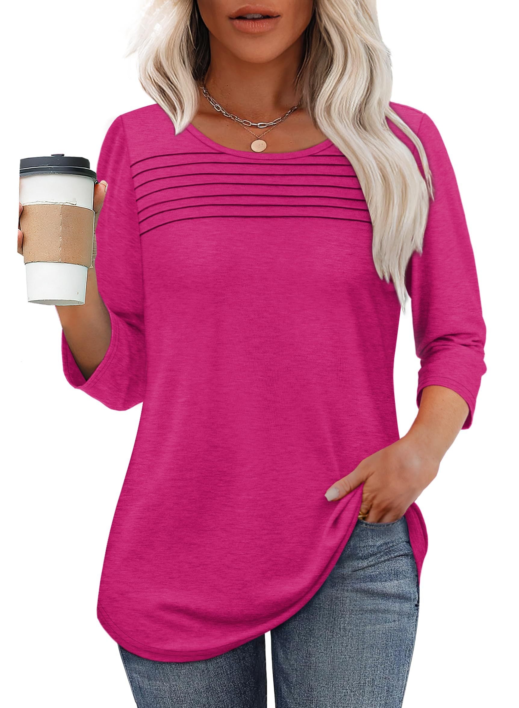 Chrissy | Pleated 3/4 Sleeve Top