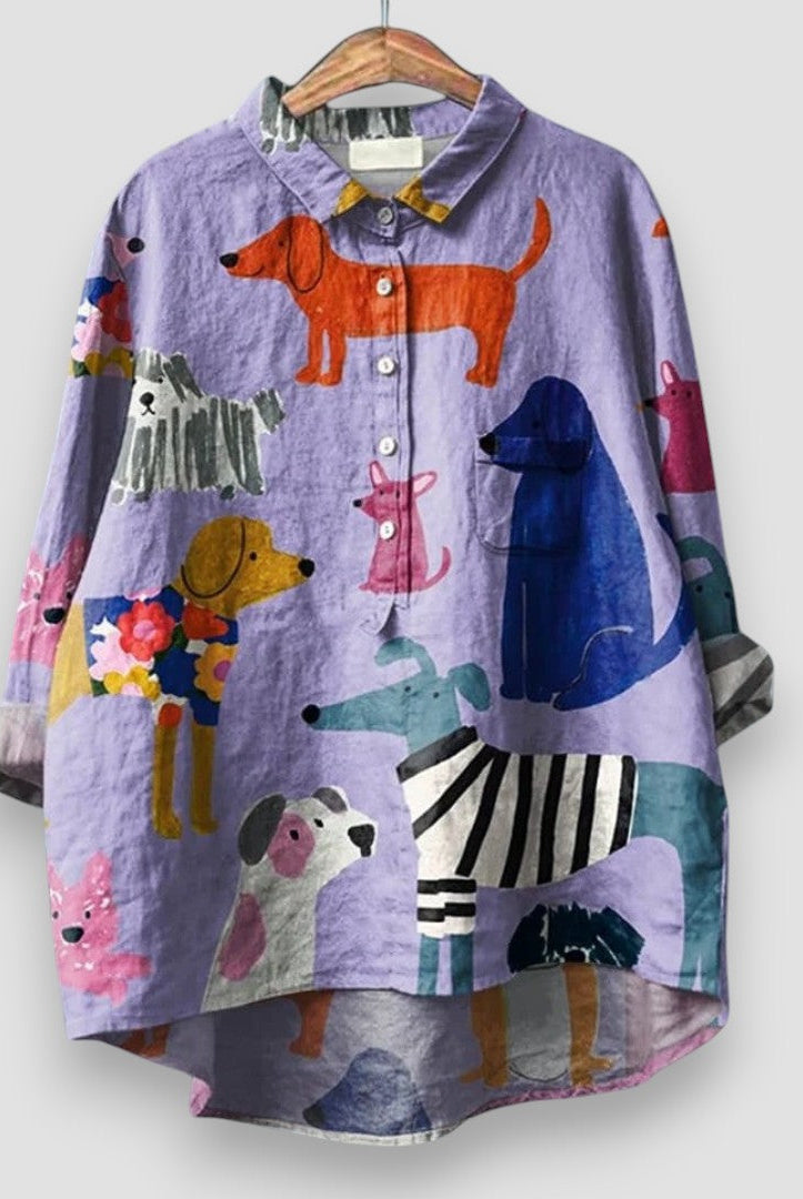 Flor | Women's Shirt with Dog Print