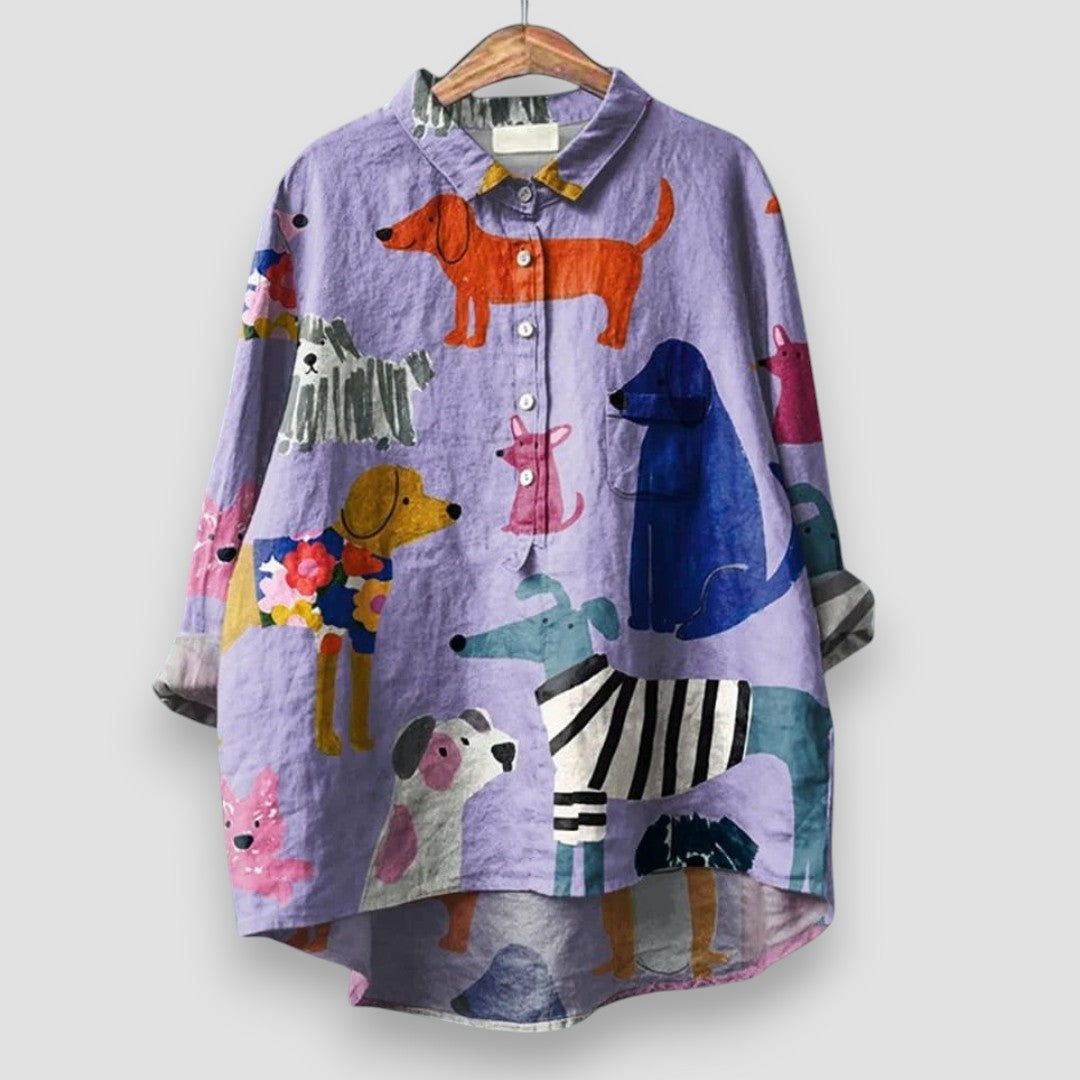 Flor | Women's Shirt with Dog Print