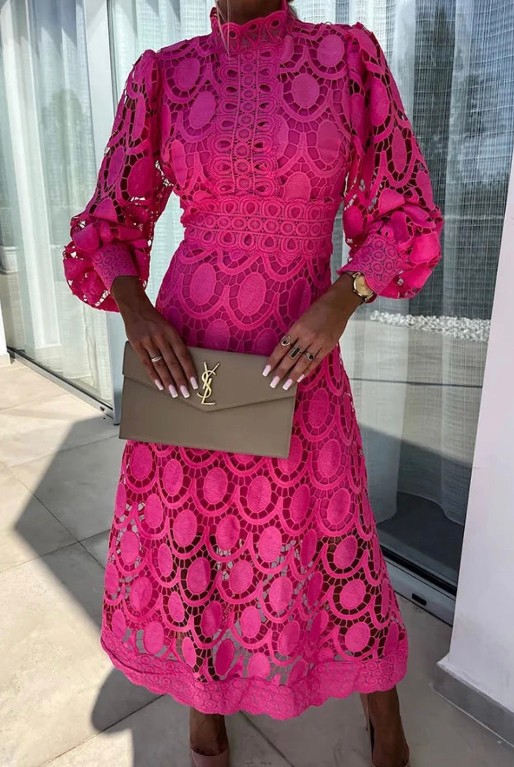 Santa | Elegant Lace Midi Dress