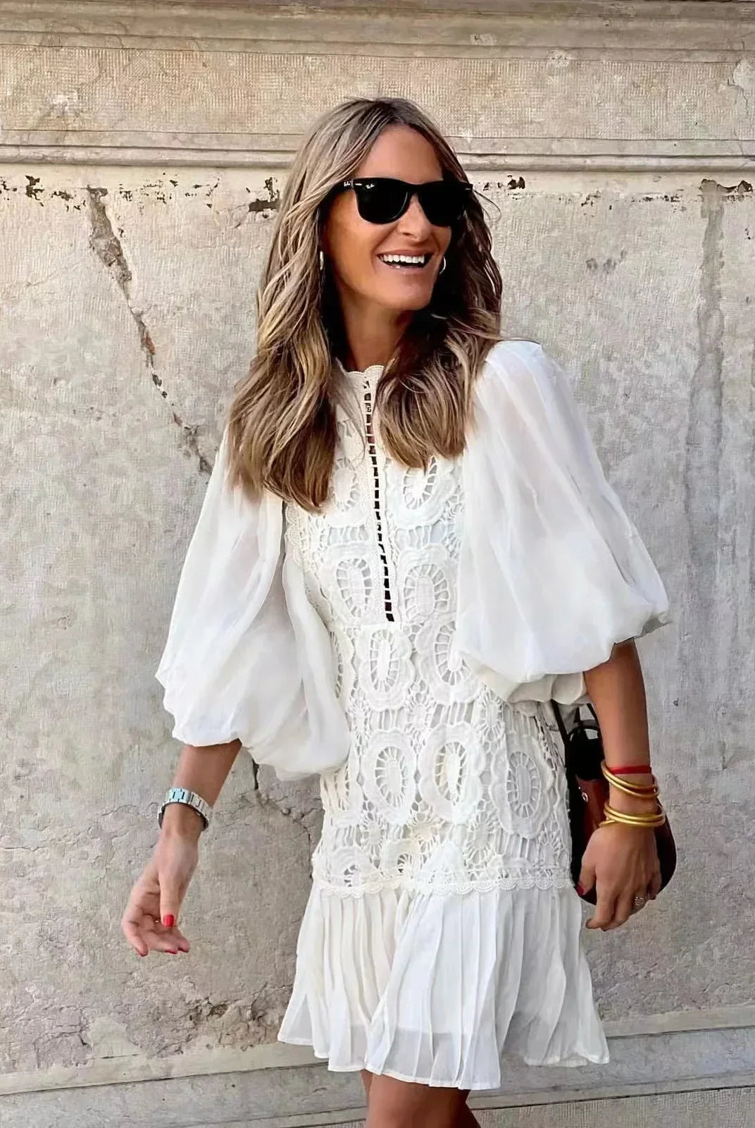 Yaneth | Embroidered Lace Mini Dress