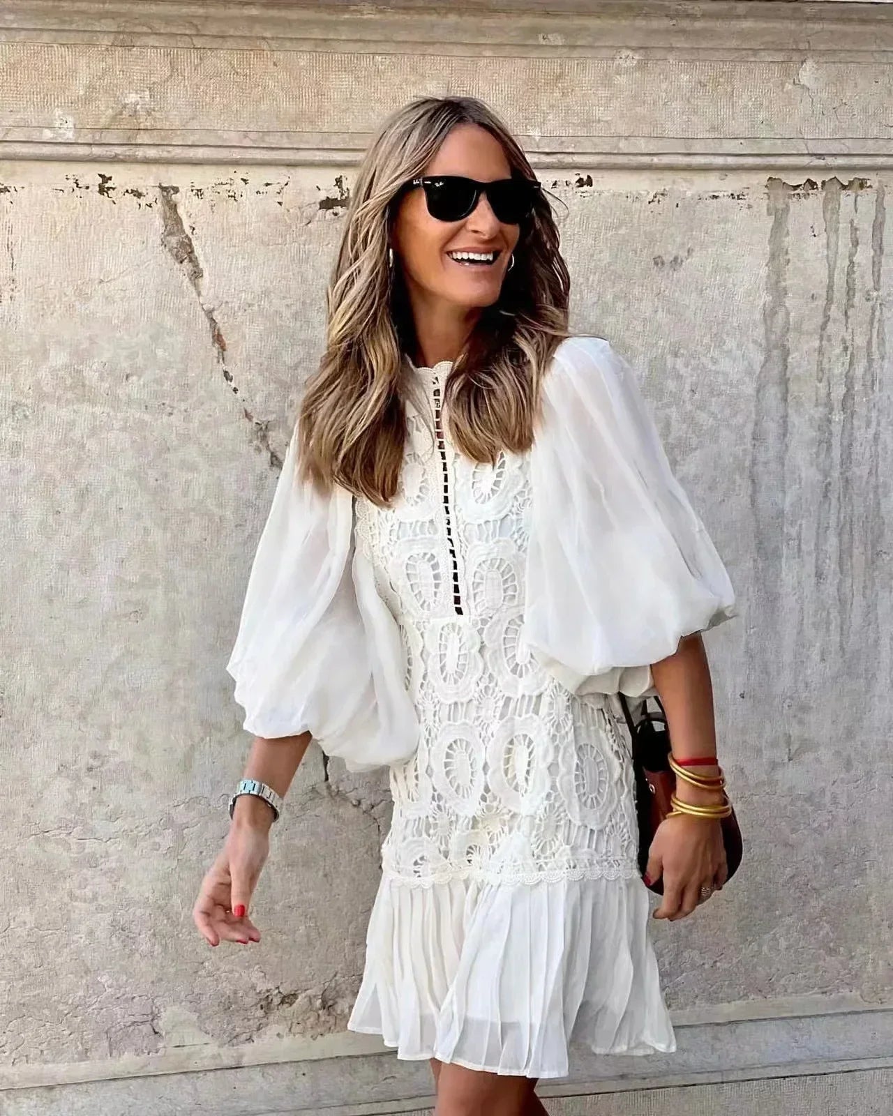 Yaneth | Embroidered Lace Mini Dress