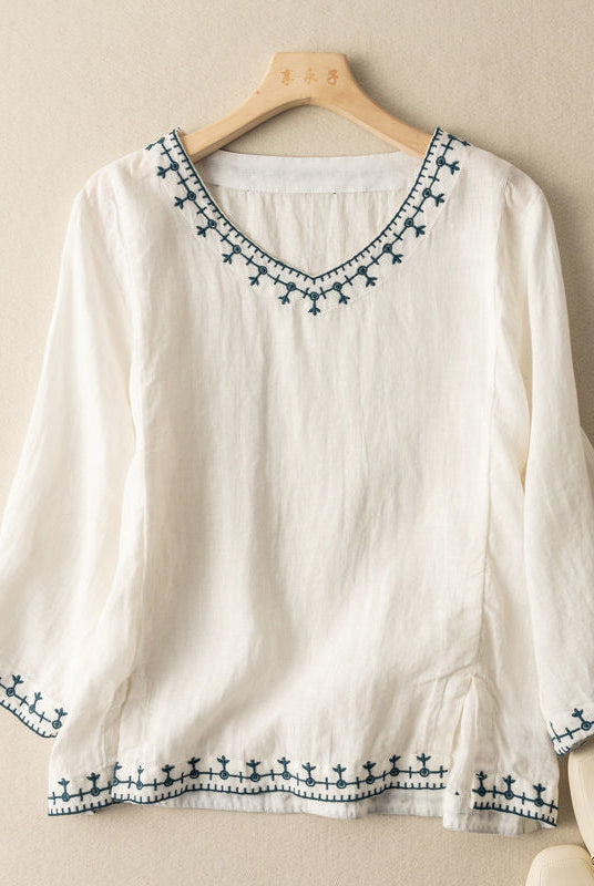 Erica | Pattern V-Neck Blouse