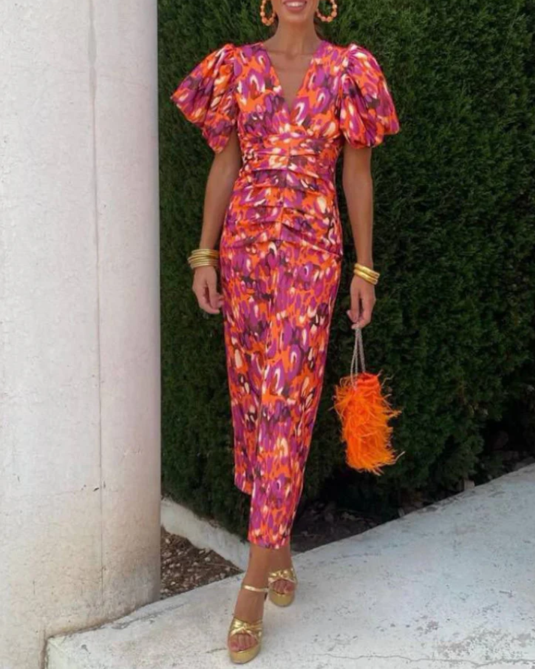 Bobbie | Vivid Pleated Midi Dress