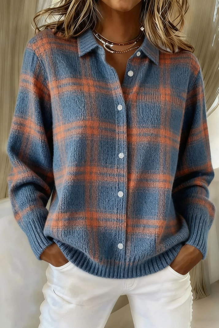 Kristy | Soft Hoodie Blouse with Check Pattern