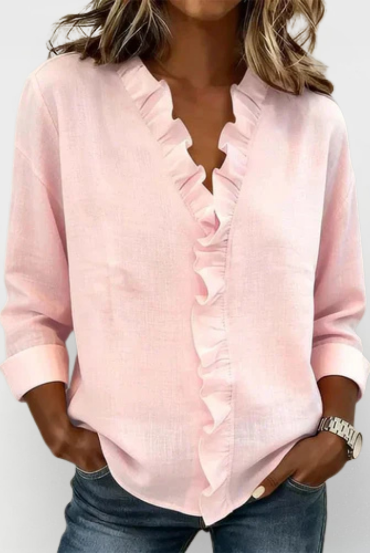 Lexi | Blouse with Ruffles, V-Neck and Long Sleeves