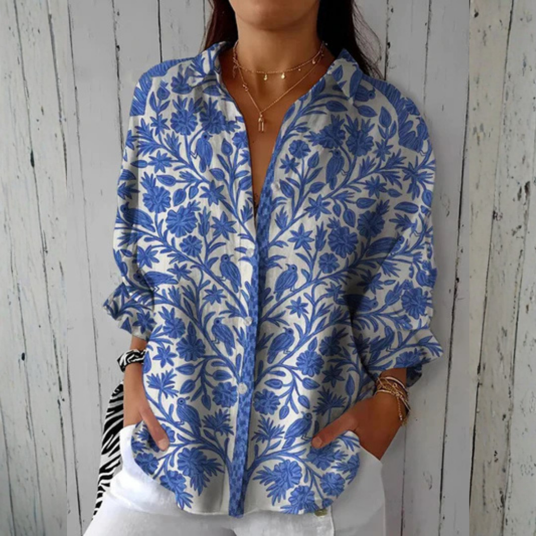 Patty | Blue Garden Blouse