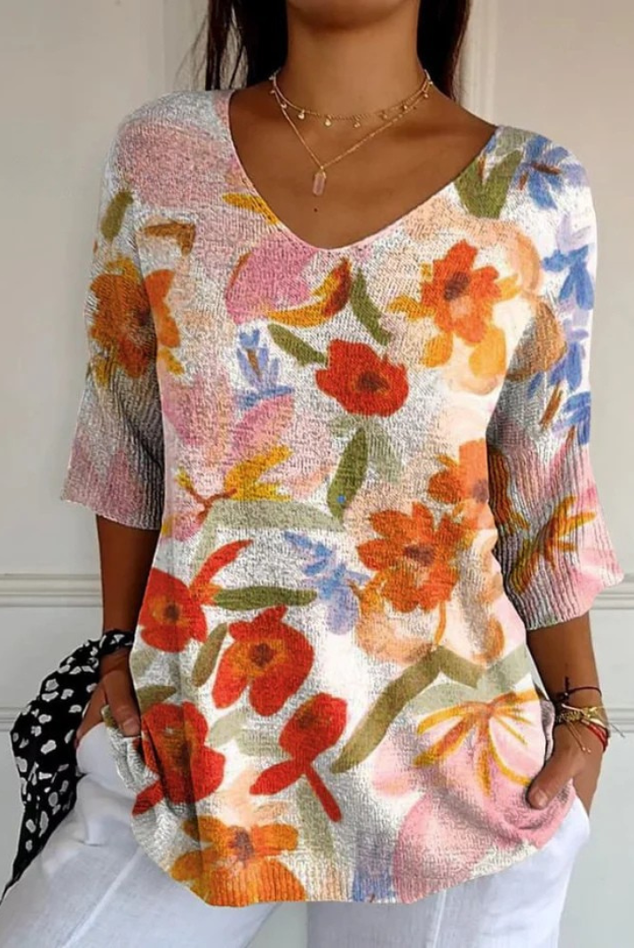 Rachelle | Vintage Art Floral Casual Pullover Knit