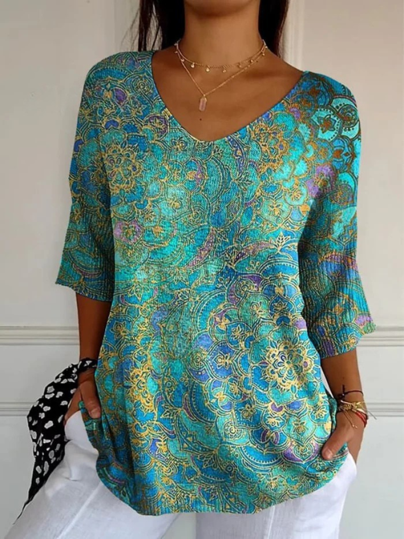 Stephany | Retro Art Print Casual Pullover Knit