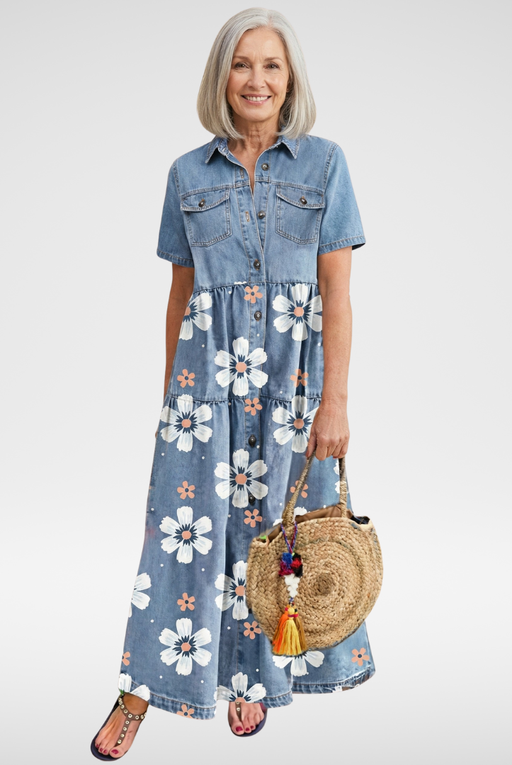 Rita | Denim Flower Dress