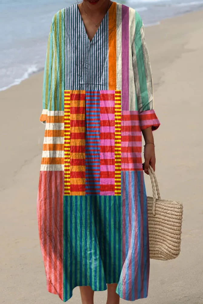 Abbey | Retro Dress with Geometric Print for Women