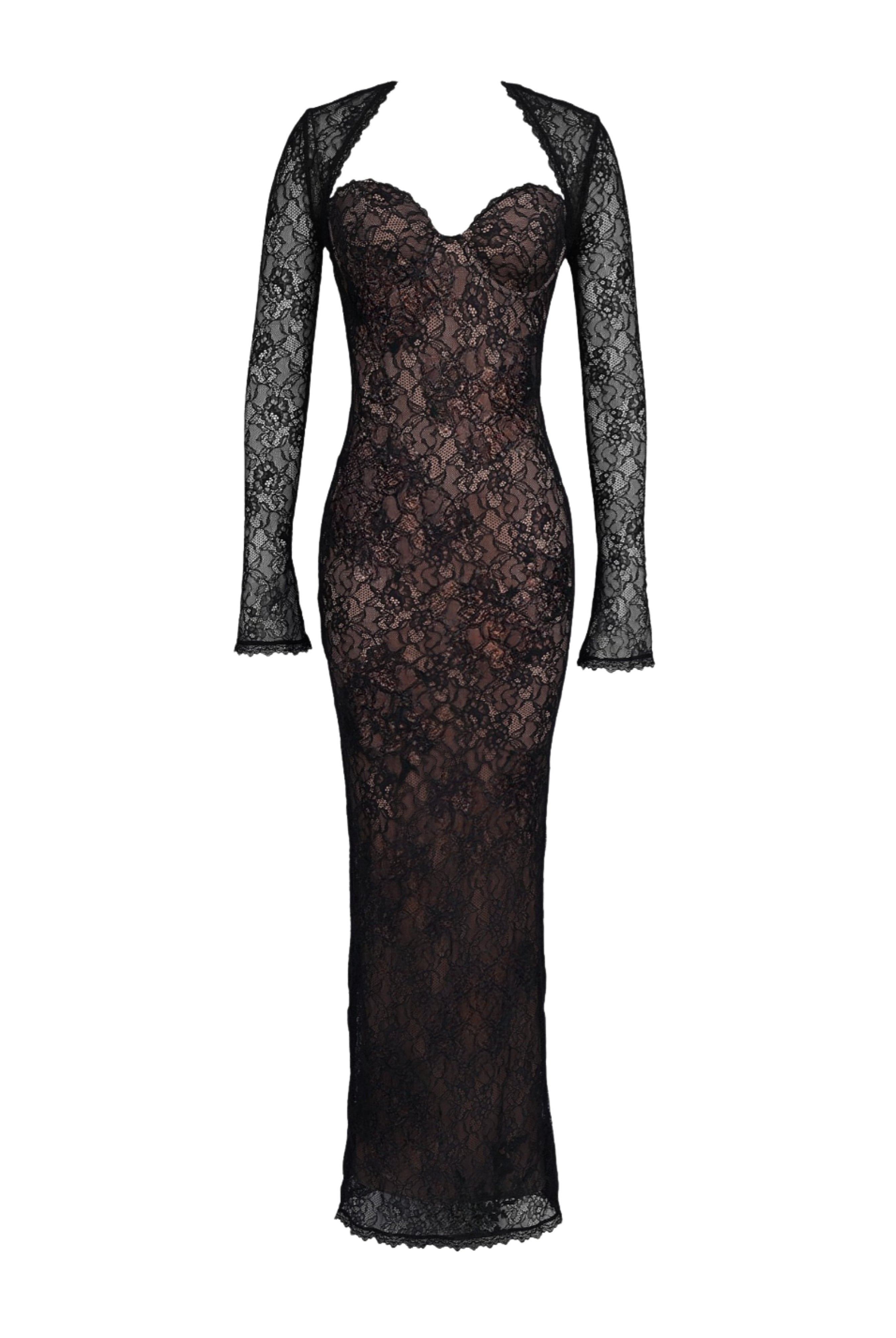Janet | Noir Lace Maxi Dress