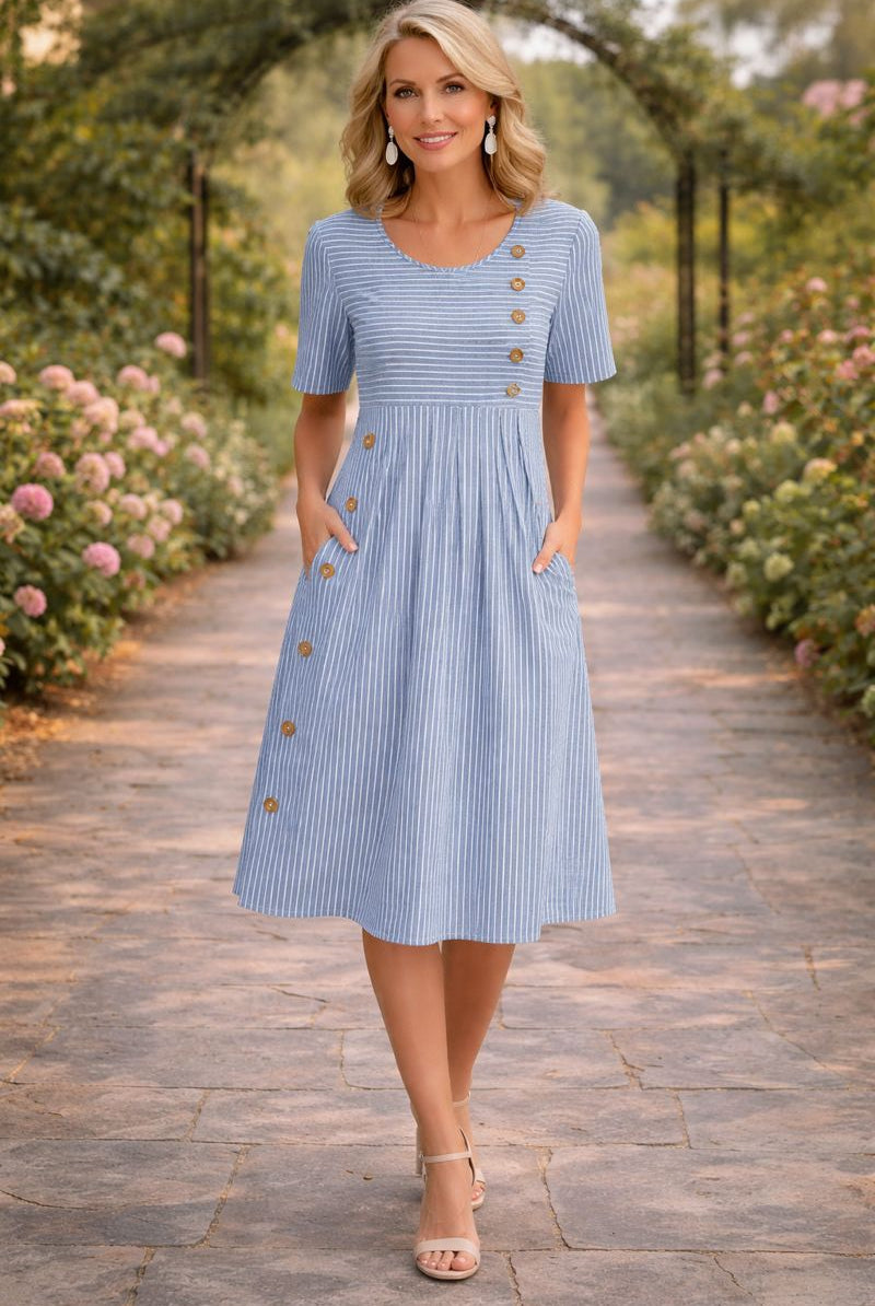 Justine | Striped a-Line Midi Dress