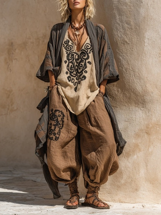 Jazmin | Nomadic Bohemian Art Print Three-Piece Set Outfit
