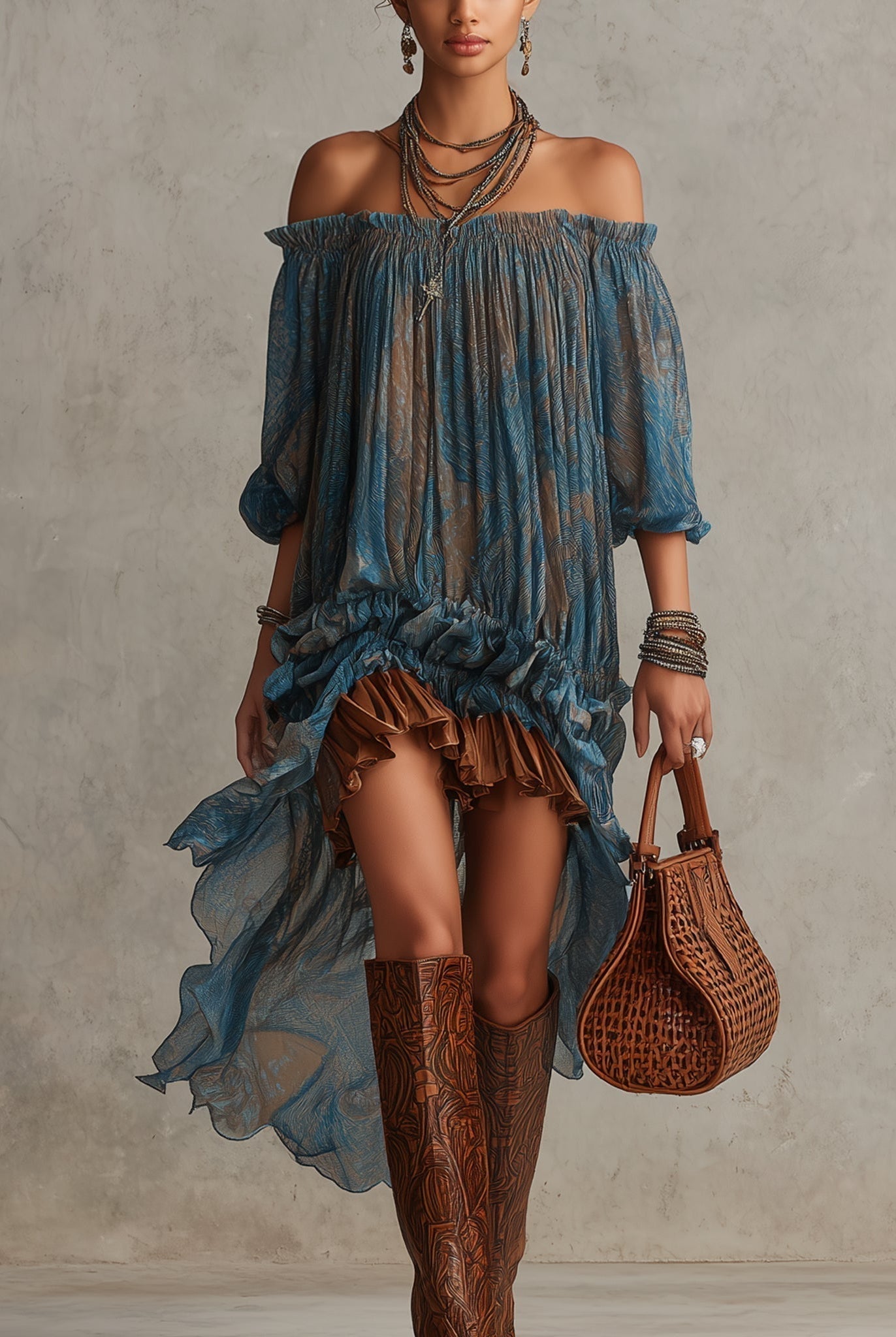 Candice | Off-Shoulder Boho Mini Dress