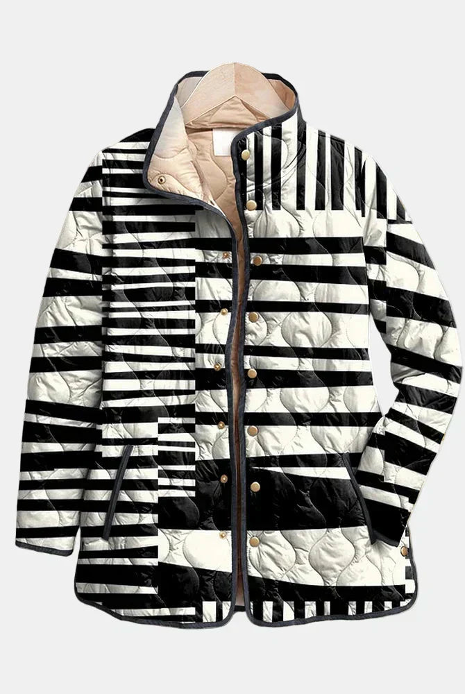 Pearl | Black and White Abstract Quilted Jacket