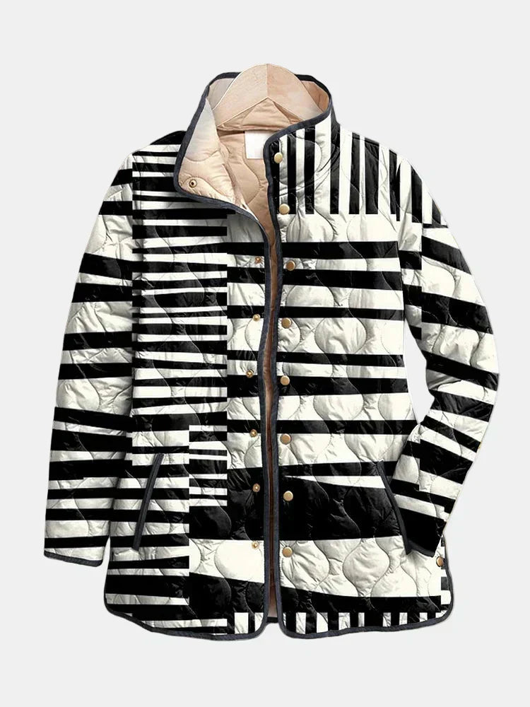 Pearl | Black and White Abstract Quilted Jacket