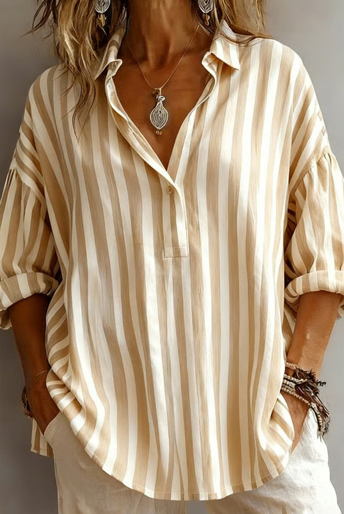 Alyssa | Loose Striped Blouse with Collar