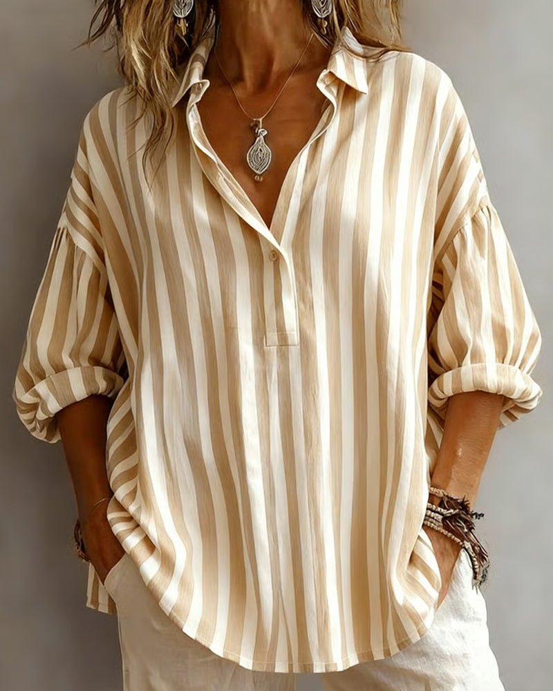 Alyssa | Loose Striped Blouse with Collar
