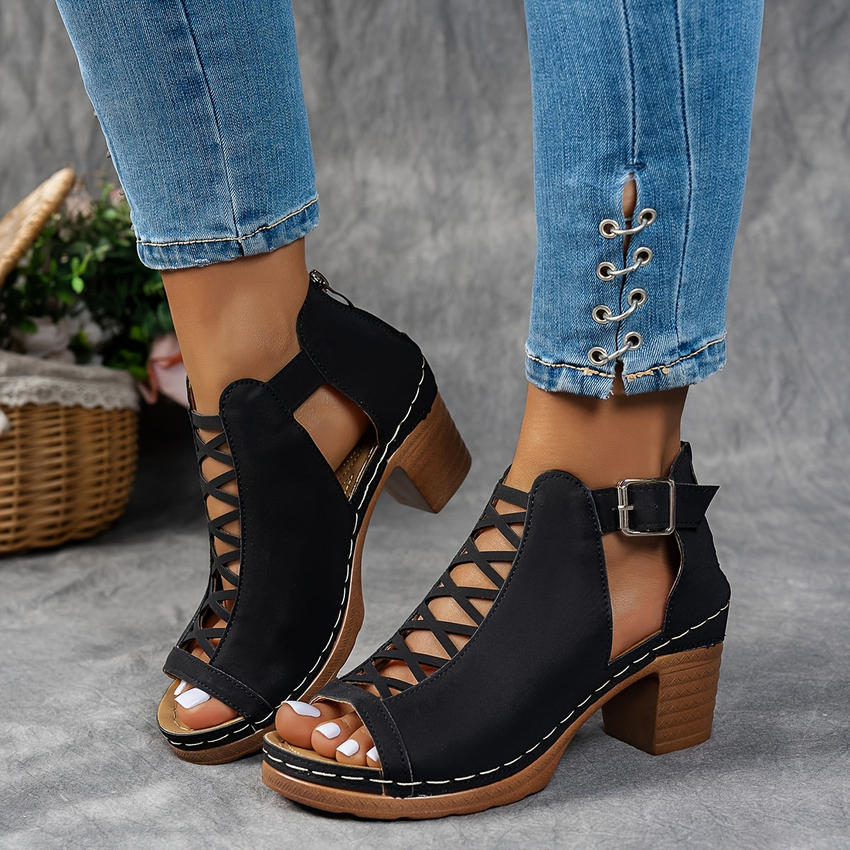 Bernie | Lattice-Heel Sandals