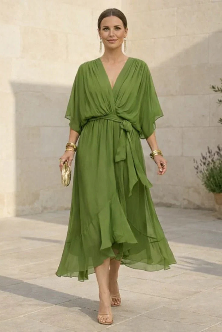 Phyllis | Sandra Chiffon V-Neck Dress