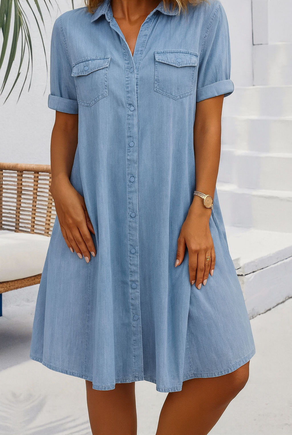 Renee | Lightweight Denim-Look Dress