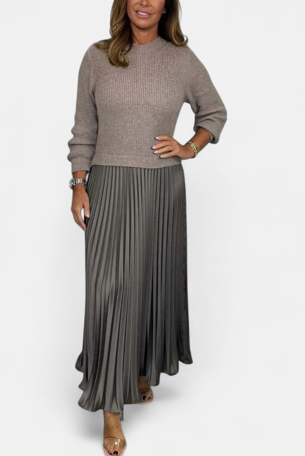Gail | Maxi Dress with Sweater and Pleated Skirt