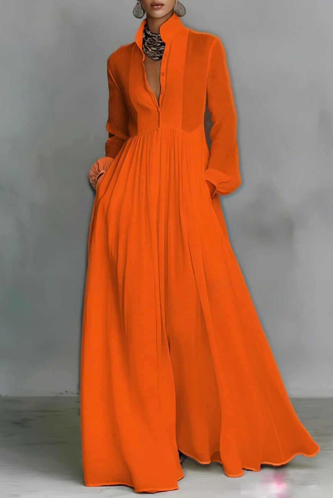 Adrienne | Flowing Button-Front Maxi Dress