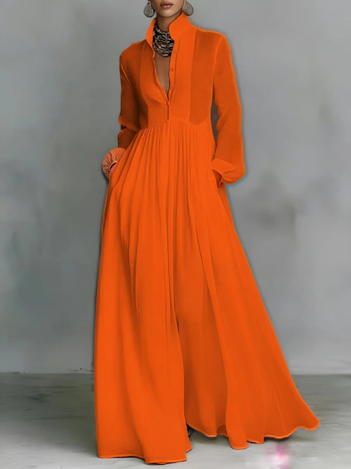 Adrienne | Flowing Button-Front Maxi Dress