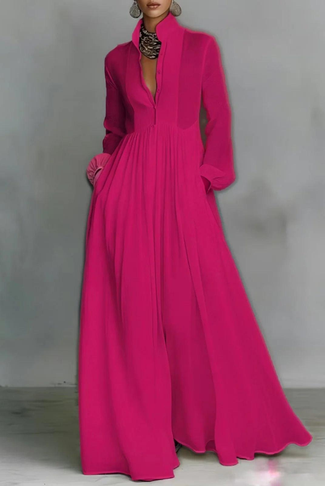 Olga | Flowing Button-Front Maxi Dress