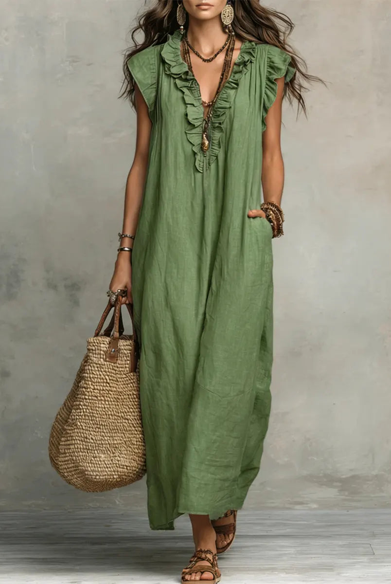 Yazmin | Boho Ruffle Maxi Dress