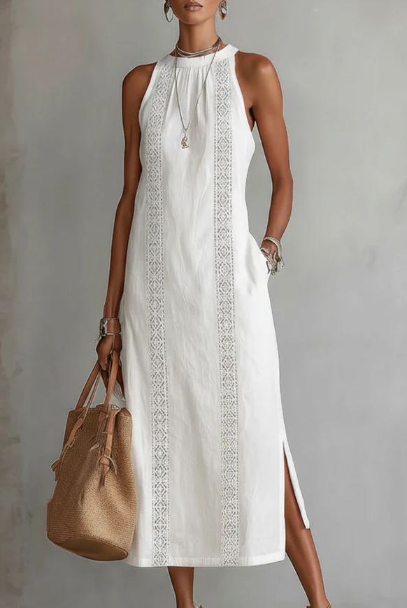Liza | Sleeveless Lace Detail Midi Dress