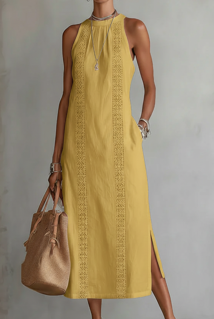 Charmaine | Sleeveless Lace Detail Midi Dress