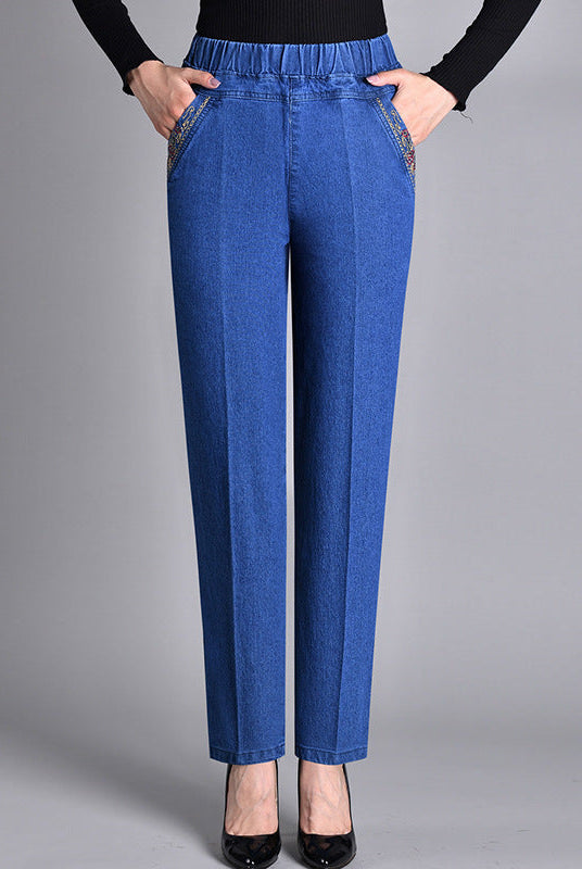 Alba | Women's Jeans with Side Pockets and Elastic Waist