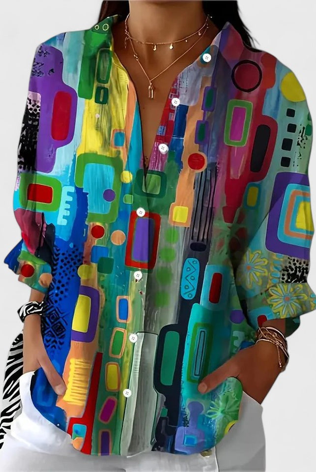 Elva | Elegant Geometric Pattern Blouse