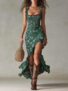Helen | Ruched Floral Slit Dress