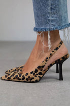 Alyssa | Pointed Toe Leopard Print Slingback Khaki Stiletto Heels